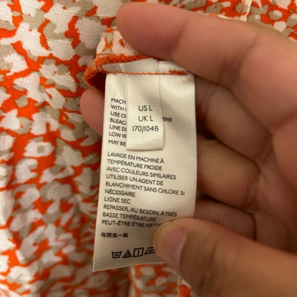 Free People French Quarter Wrap Dress Orange Pop Ruffle Flutter Womens Large - Picture 9 of 10